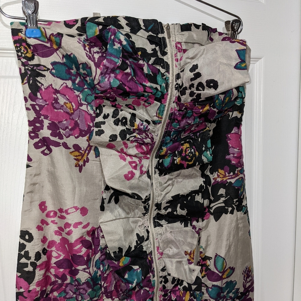 Kensie Abstract Print Strapless Dress